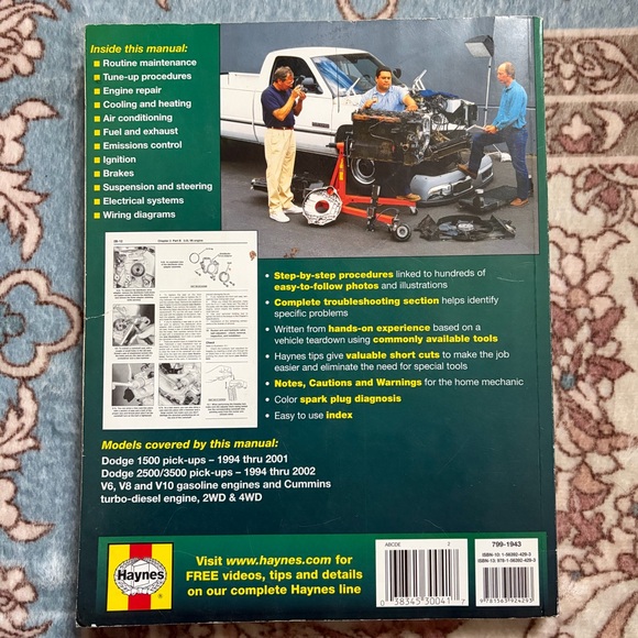 HAYNES REPAIR MANUAL 30041 Dodge Pickup truck 1994 - 2001 Complete Repair Manual - Picture 2 of 4